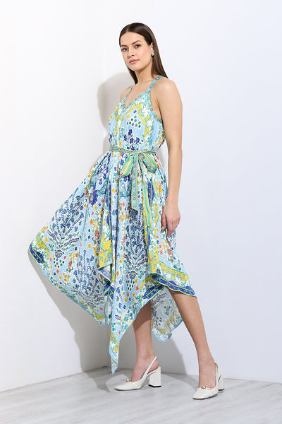 Salen Halter Handkerchief Maxi Dress