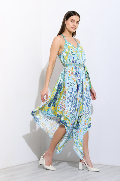 Salen Halter Handkerchief Maxi Dress