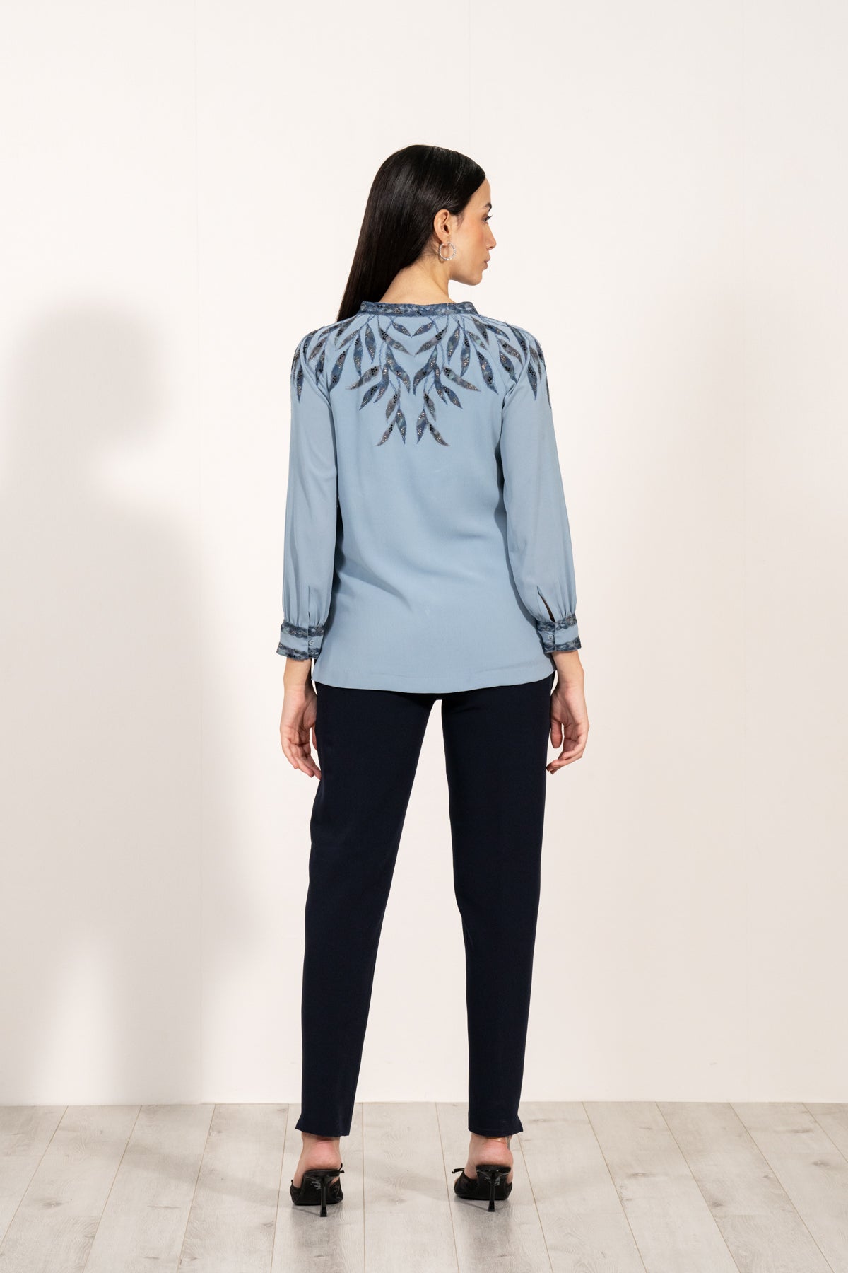 Azure Leaf Detail Blouse