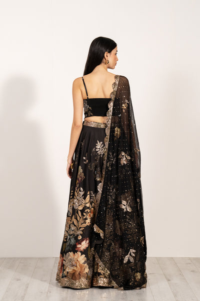 Noir Flora Lehenga Set